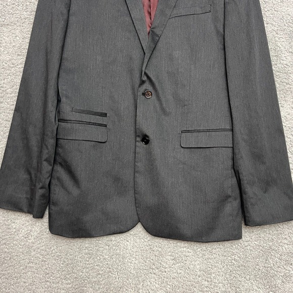 Express Blazer Mens 42R Gray Excellent Slim Fit Two Button Notched Suit Jacket - Picture 3 of 15